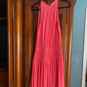 Ramy Brook Audrey Smocked Midi Dress in Coral